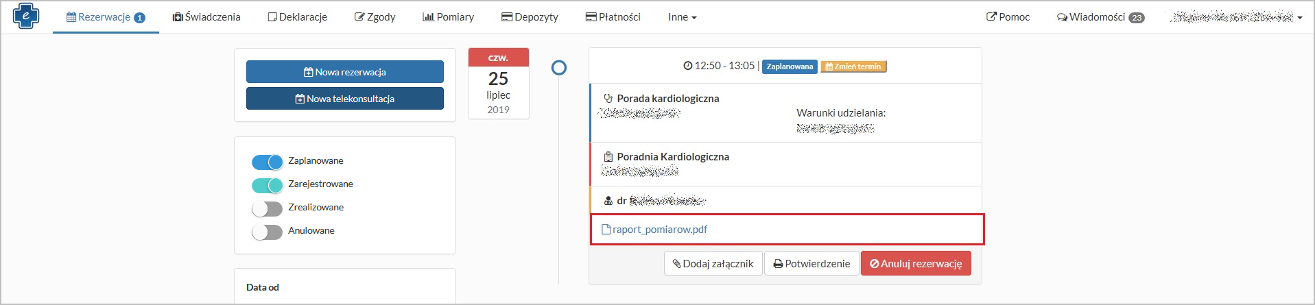 Tworzenie nowej rezerwacji - raport wyników pomiarów Tworzenie nowej rezerwacji - raport wyników pomiarów